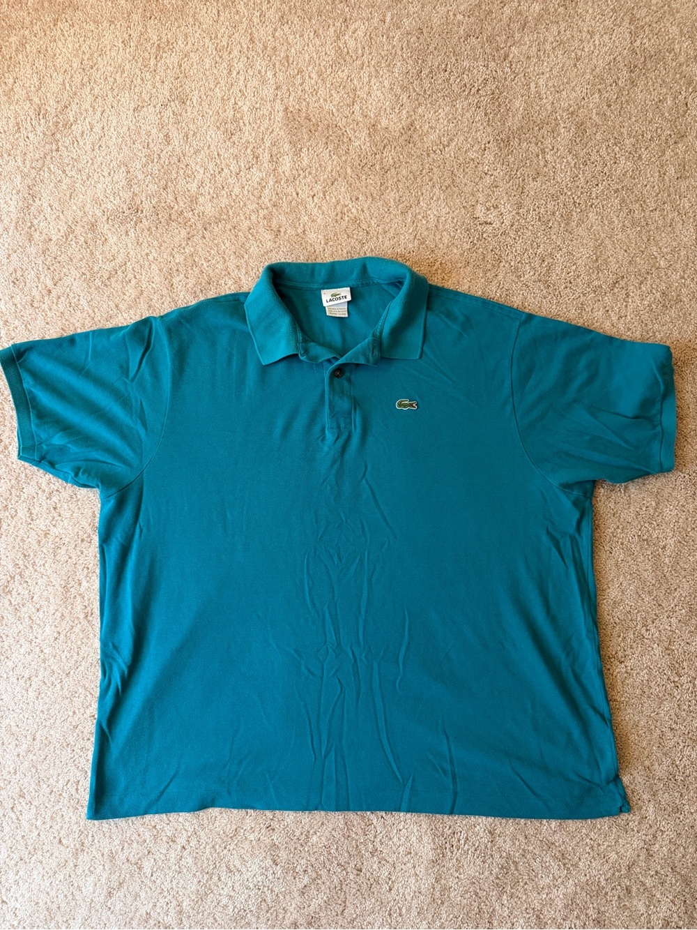 Vintage Lacoste Men’s Teal Green Polo Shirt with Crocodile Logo